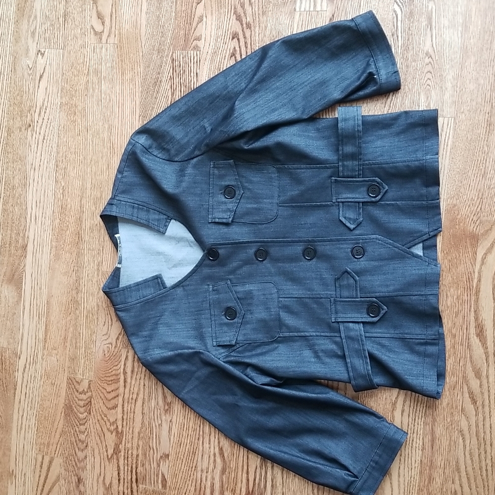 (L) Zoé Business Casual Office Work Blazer with Button Details Military Cargo